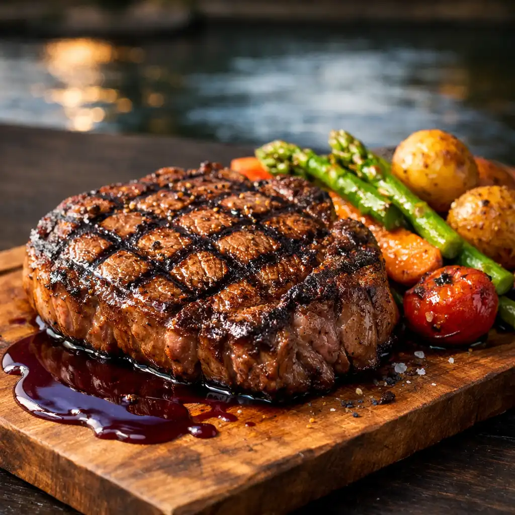 Steak plated from the Waterfront Grill restaurant kitchen